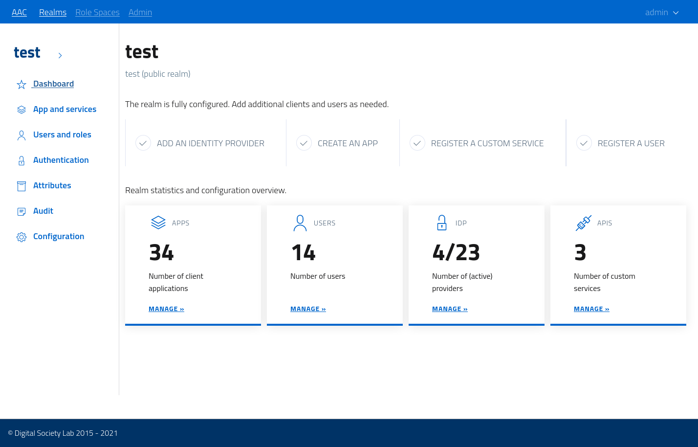 Realm dashboard