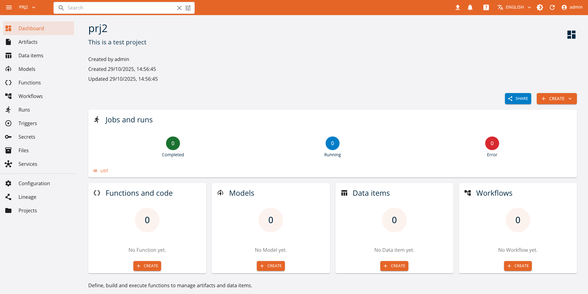 Project dashboard