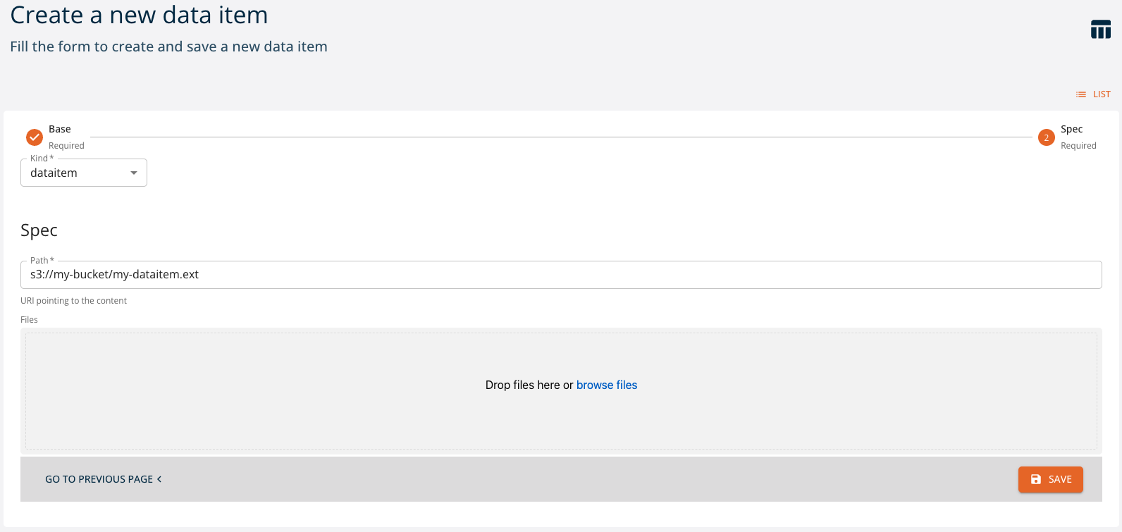 Dataitem form