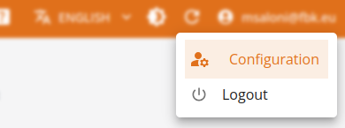 User menu