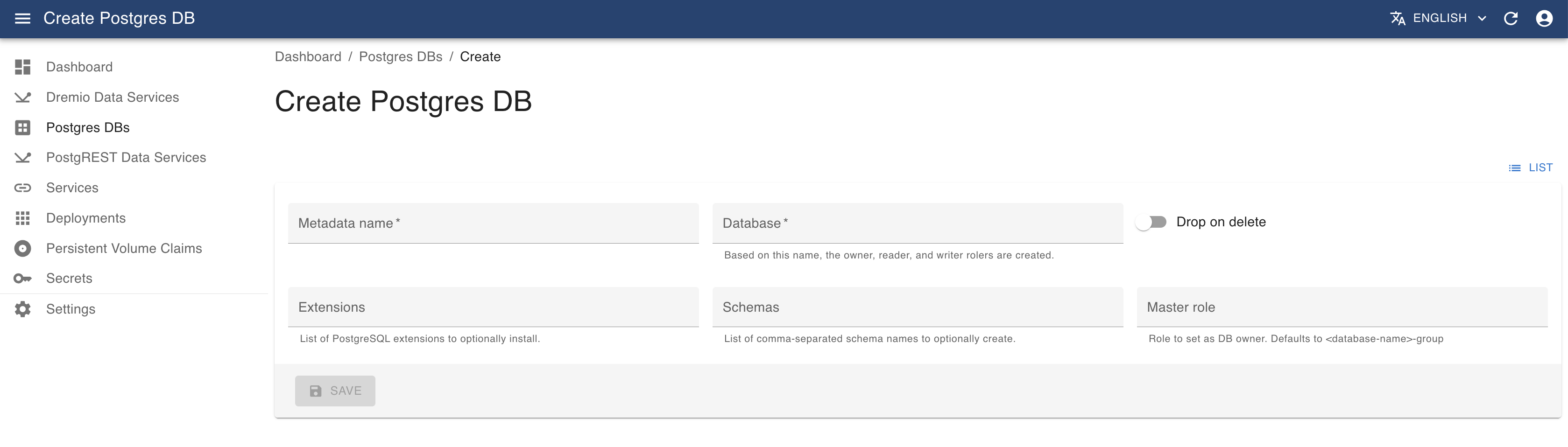 KRM Postgres create image