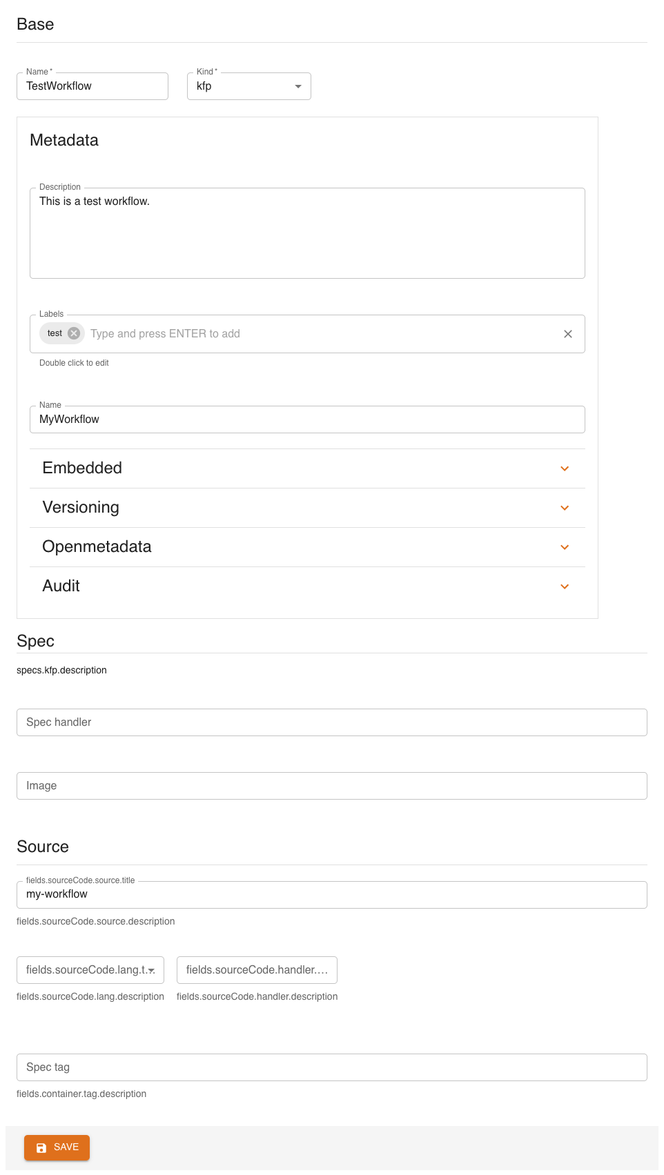 Workflow form