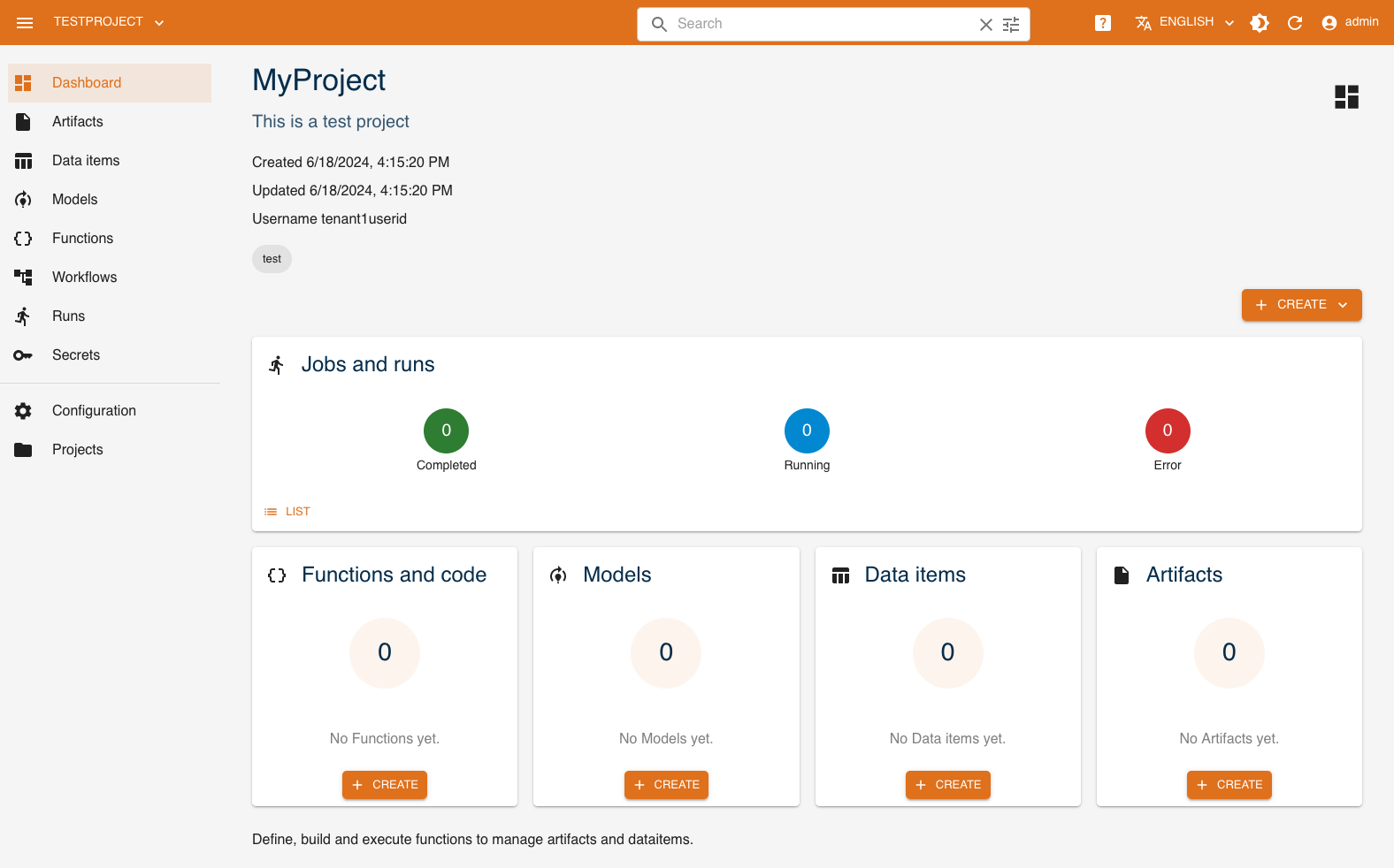 Project dashboard