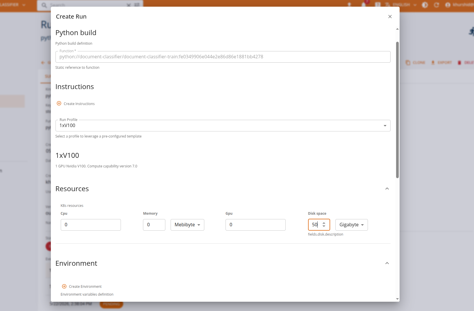 Core UI run resource assignment