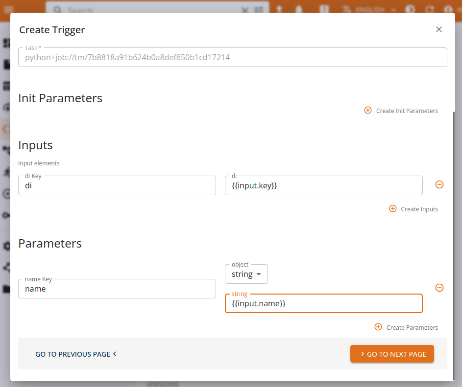 Trigger params